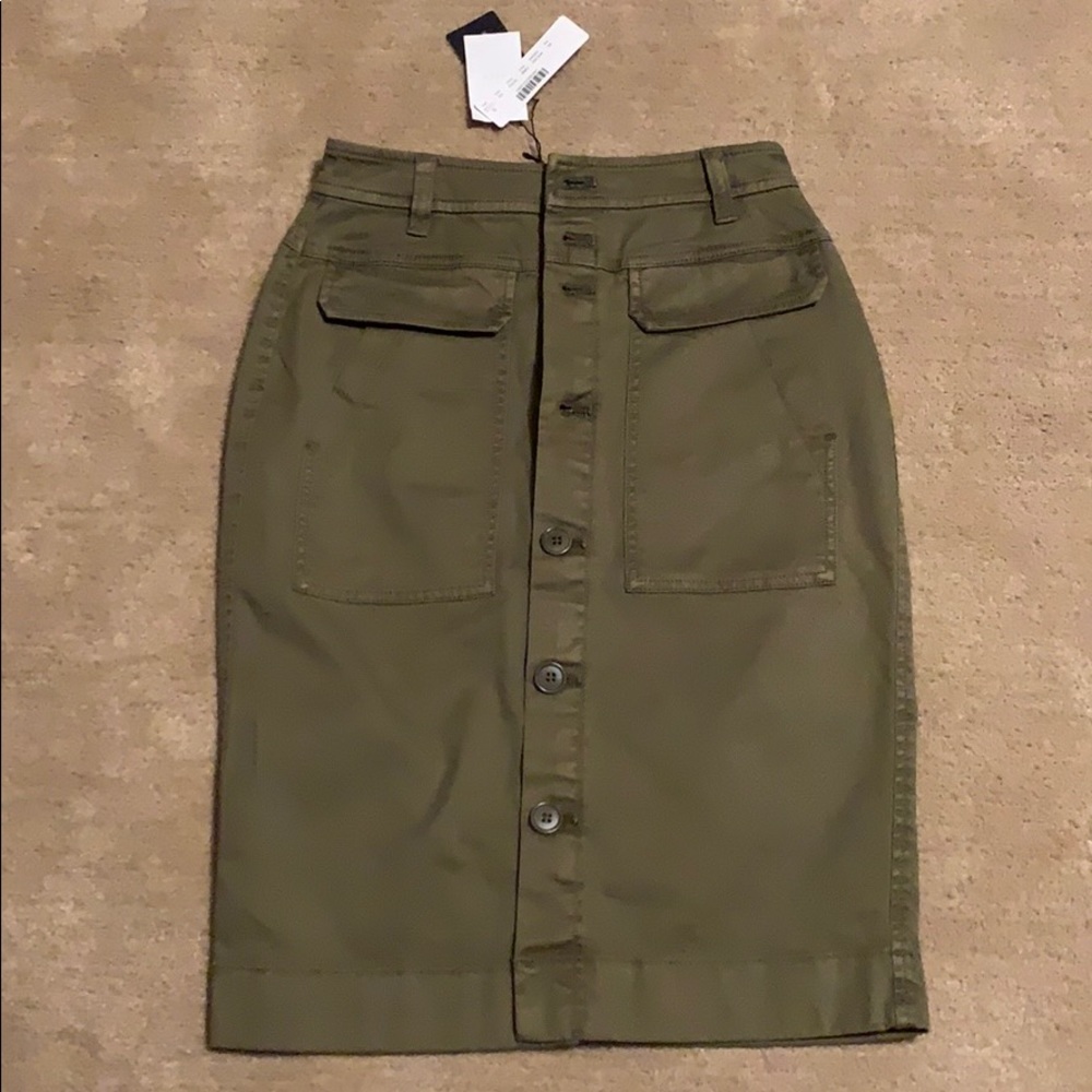 J. Crew Green Cargo Midi Skirt, Size 00